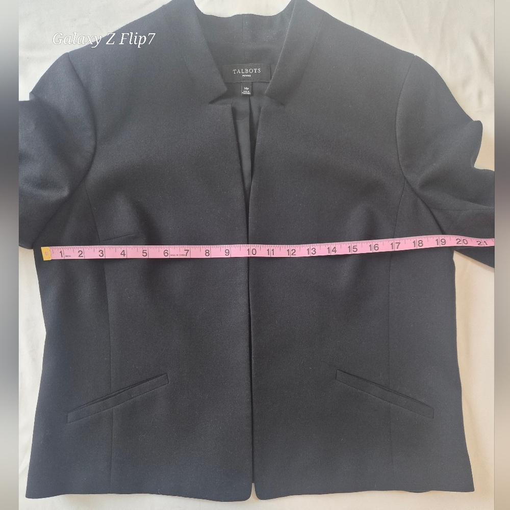 ​Talbots 14P Black Wool Blend Open Front Blazer - Professional Petite Jacket - Picture 4 of 9